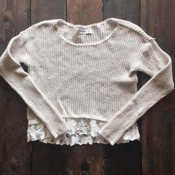 Abercrombie knit lace cropped sweater - Picture 2 of 7